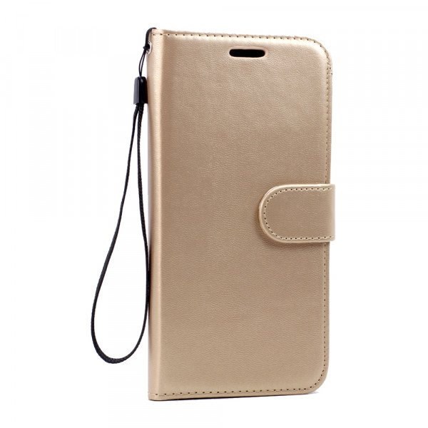 Wholesale iPhone 6 Plus 5.5 Folio Flip Leather Wallet Case with Strap (Champagne Gold)
